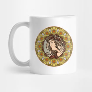 Mucha Flower Wreath Lady 04 Mug